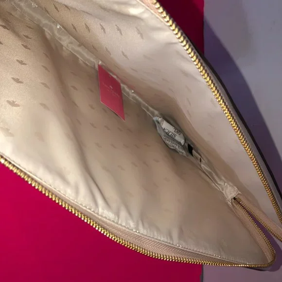 Kate Spade Tinsel Rose Gold Glitter Laptop Tablet Sleeve Case Pink Gift Bag Set Sleeves